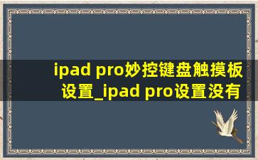 ipad pro妙控键盘触摸板设置_ipad pro设置没有触摸板